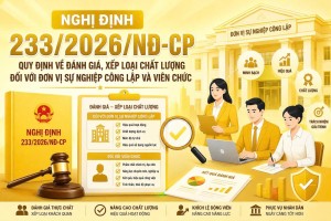 Nghị định số 233/2026/NĐ-CP ngày của Chính phủ về đánh giá, xếp loại chất lượng đối với đơn vị sự nghiệp công lập và viên chức sẽ có hiệu lực thi hành kể từ ngày 01/7/2026