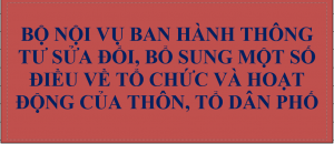 Bộ Nội vụ ban hành Thông tư sửa đổi, bổ sung một số điều về tổ chức và hoạt động của thôn, tổ dân phố