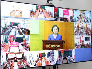 Bộ trưởng Bộ Nội vụ Phạm Thị Thanh Trà phát biểu khai mạc Hội nghị.