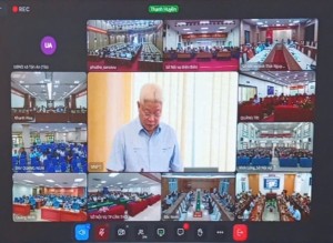 Đồng chí Nguyễn Mạnh Khương - Thứ trưởng Bộ Nội vụ phát biểu tại hội nghị