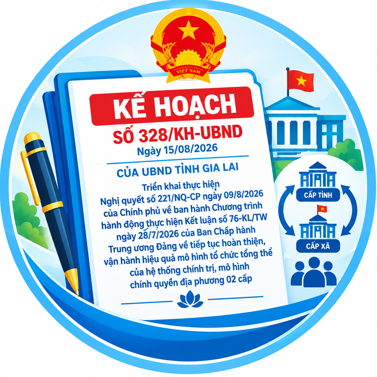 UBND tỉnh Gia Lai ban hành Kế hoạch triển khai thực hiện Nghị quyết số 221/NQ-CP ngày 09/8/2026 của Chính phủ.