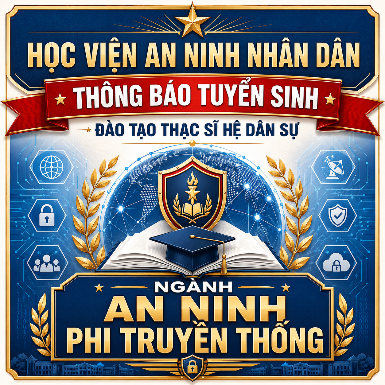 Học viện An ninh nhân dân thông báo tuyển sinh, đào tạo thạc sĩ hệ dân sự ngành An ninh phi truyền thống.