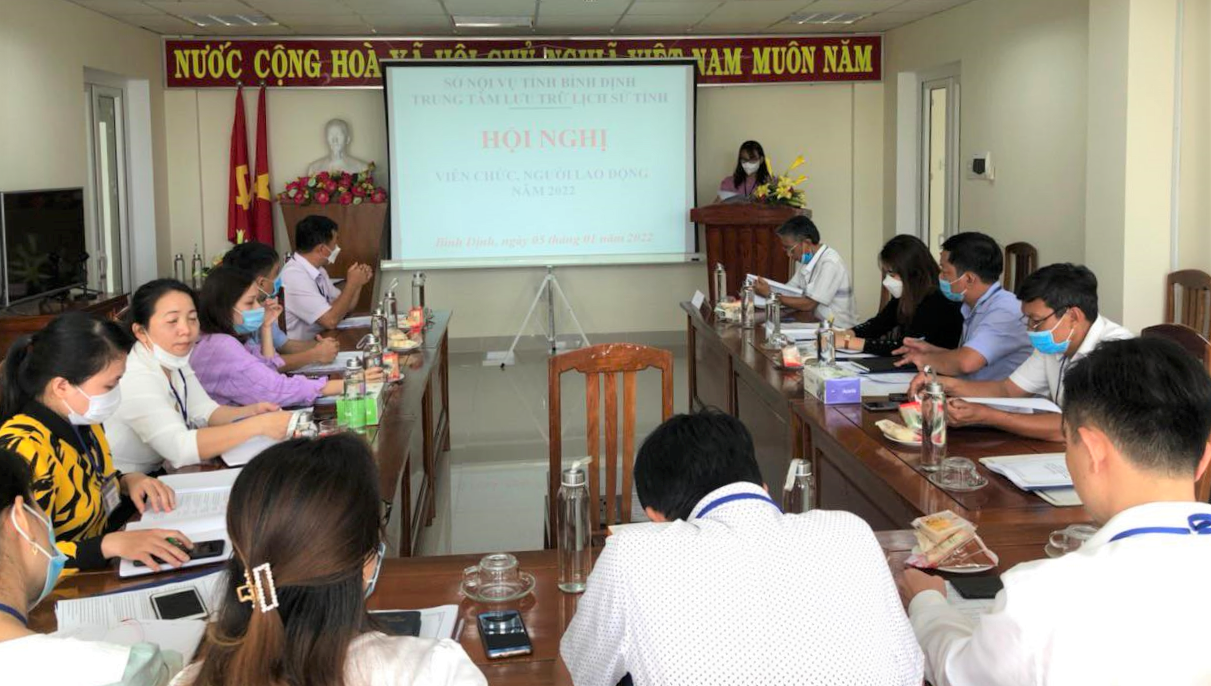 Quang cảnh Hội nghị VCNLĐ Trung tâm Lưu trữ lịch sử tỉnh năm 2022