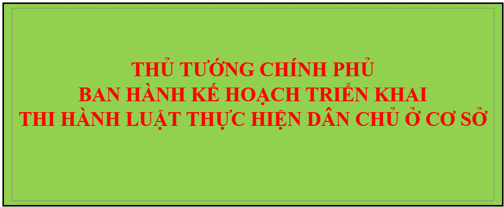 Thủ tướng Chính phủ ban hành Kế hoạch triển khai thi hành Luật Thực hiện dân chủ ở cơ sở.