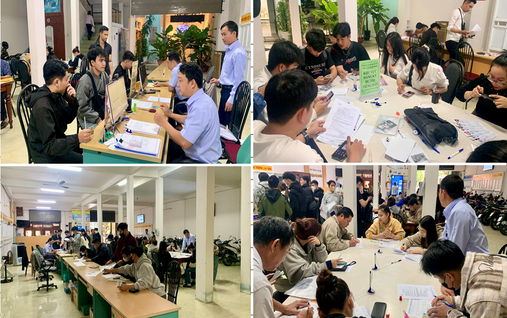 Người lao động đăng ký dự thi tiếng Hàn ngành Sản xuất chế tạo và Nông nghiệp theo chương trình EPS năm 2025 tại Trung tâm Dịch vụ việc làm Bình Định