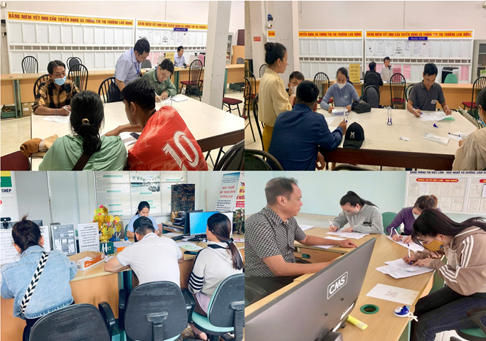 Người lao động đăng ký tìm việc làm tại Phiên giao dịch việc làm
