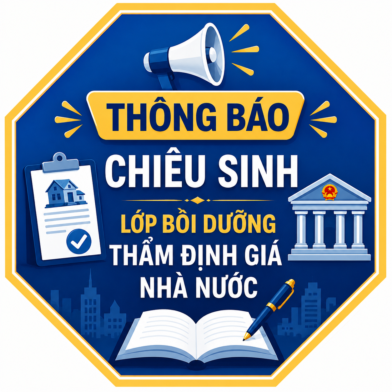 Thông báo chiêu sinh lớp “Bồi dưỡng thẩm định giá nhà nước”.
