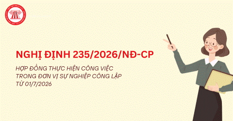 Chính phủ ban hành Nghị định số 235/2026/NĐ-CP về hợp đồng thực hiện công việc trong đơn vị sự nghiệp công lập.