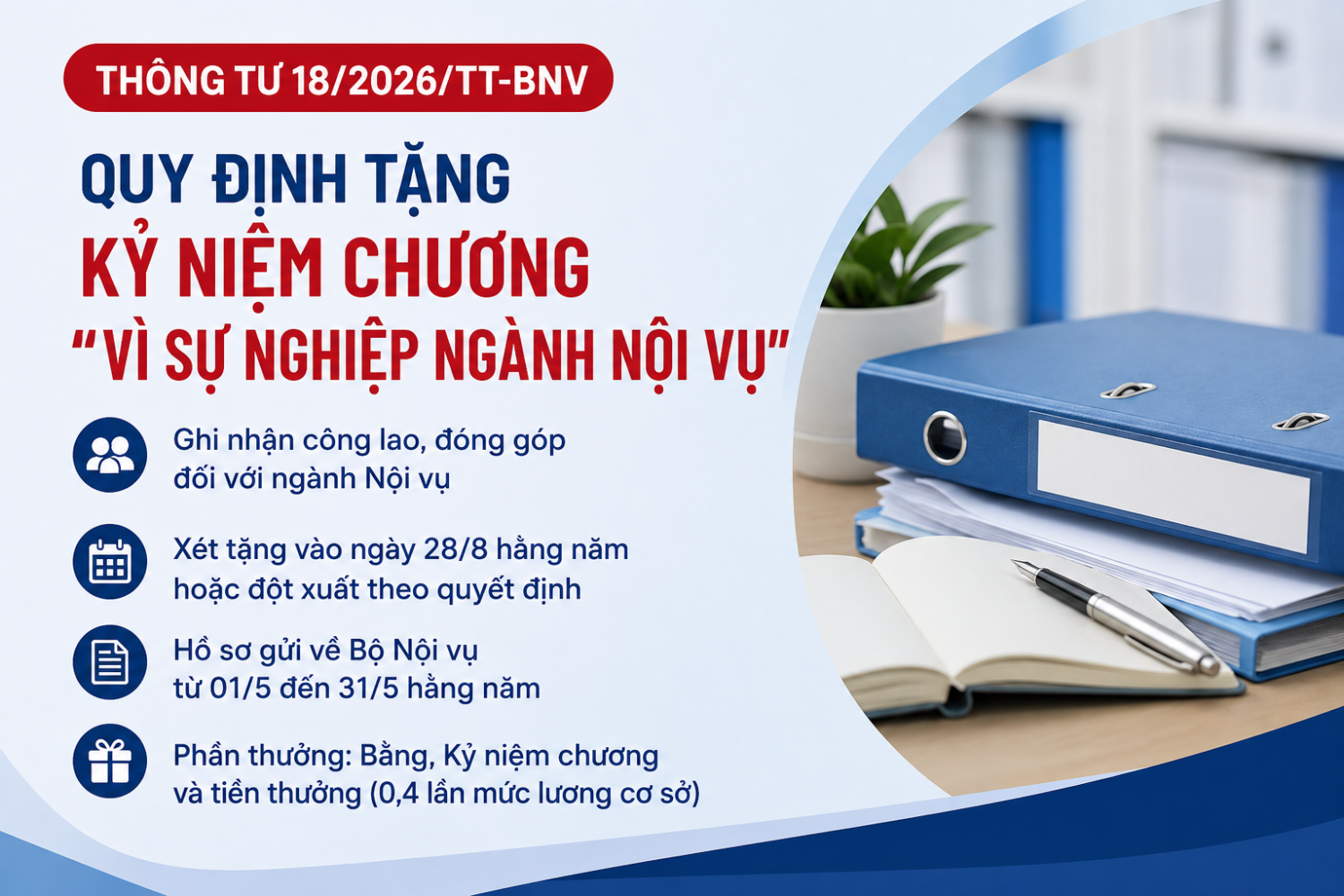 Thông tư mới quy định tặng Kỷ niệm chương “Vì sự nghiệp ngành Nội vụ”.